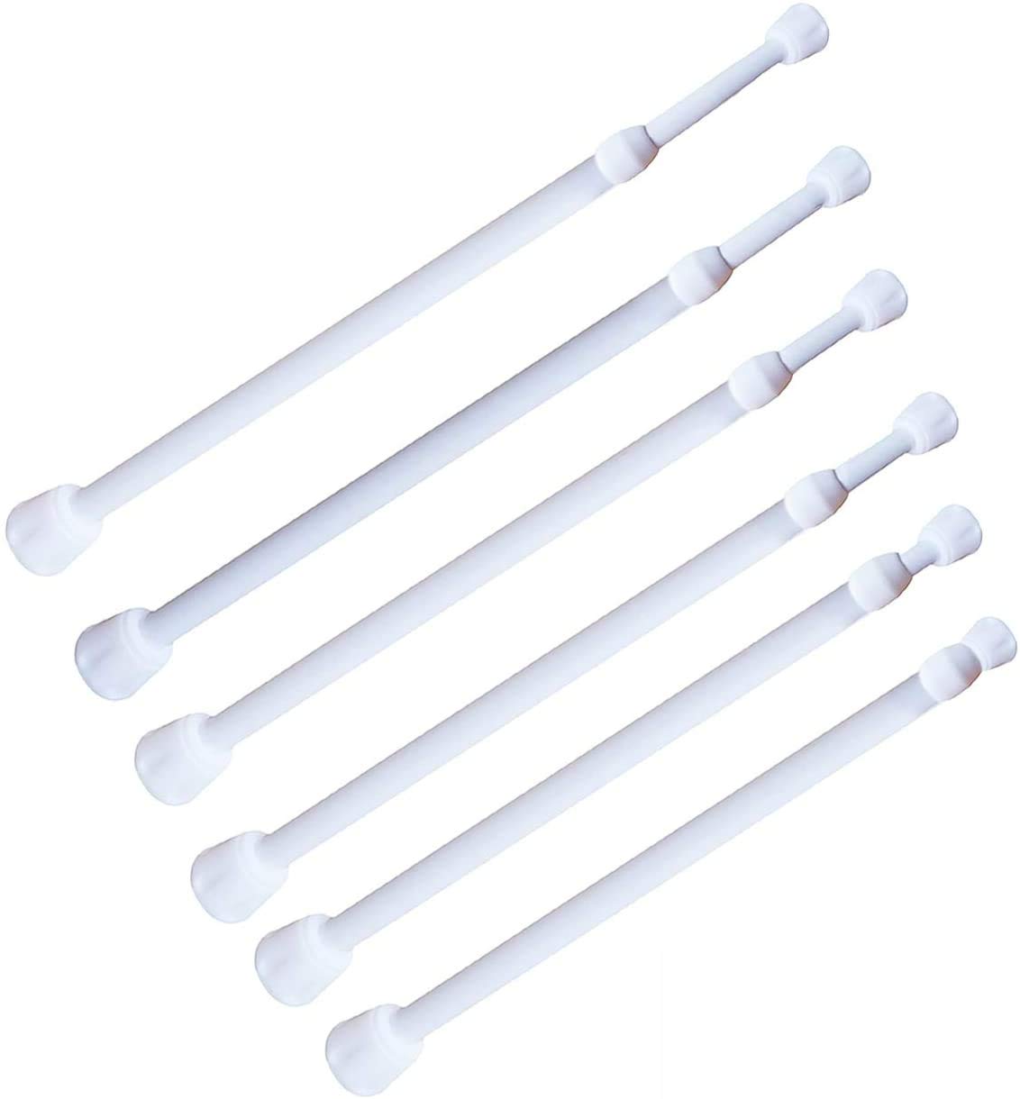 GOODUSCN Spring Tension Curtain Rod Adjustable Extension Rods for Kitchen, Bathroom, Window, Closet, Wardrobe (15.7" to 28" - White 6 Pack)