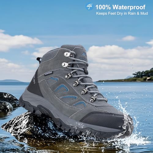 Men's Waterproof Hiking Boots Lightweight Comfortable Leather Outdoor Boots4