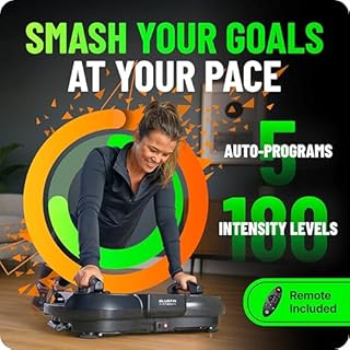 Bluefin® Vibration Plate Exercise Machine for Weight Loss, Toning & Lymphatic Drainage, Full Body Vibrating Platform with 180 Intensity Levels + 5 Programs for Home Fitness