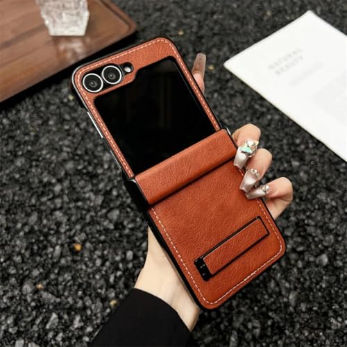 Coque Samsung Z Flip6 antichoc marron avec support de protection