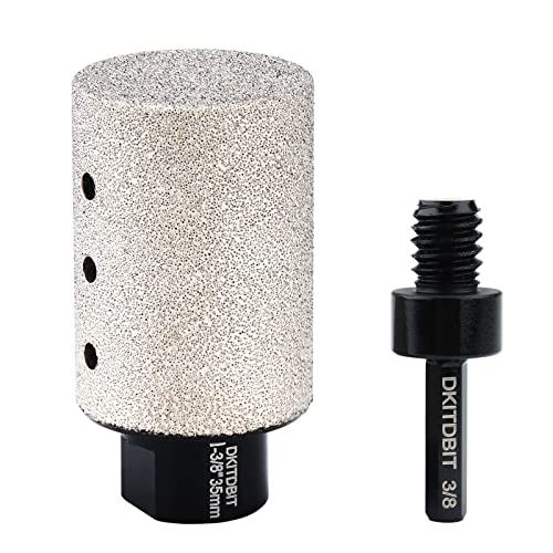 Diamond Coated Finger Bit, 1-3/8" Tile Milling Bit to Enlarge Polish Shape Holes on Porcelain Ceramic Marble Granite Tile Countertop, with 5/8-11 Thread to 3/8" Hex Shank Adapter, Diameter 35mm