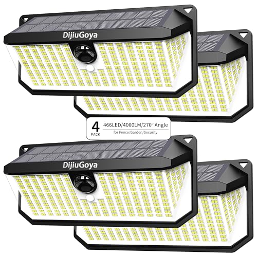Lampe solaire de sécurité 466 LED anti-intrusion avec éclairage crépusculaire automatique