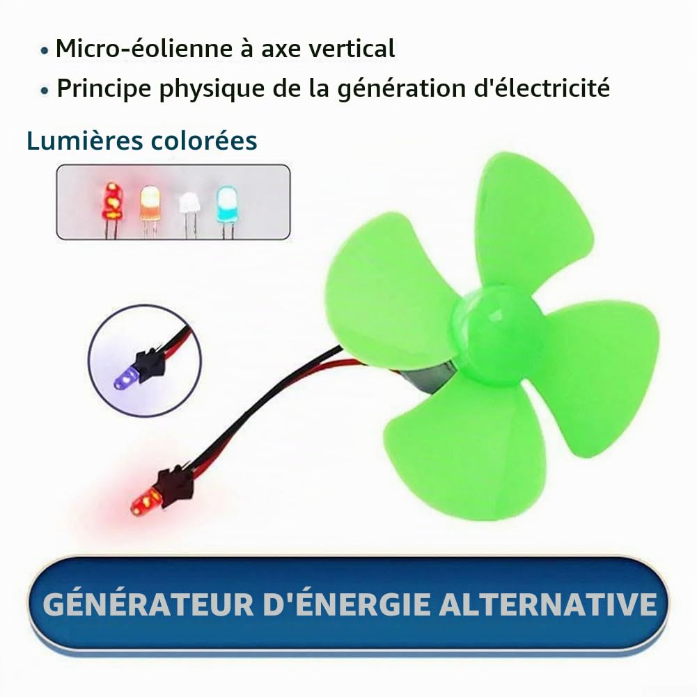 Mini moteur éolien, générateur d'énergie éolienne, petit générateur d'éolienne, générateur d'énergie alternative, kit de bricolage LED (sans ampoule)