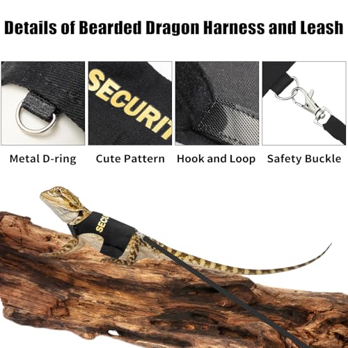 Conjunto de arnês e coleira de dragão barbudo, roupas de dragão barbudo, lagarto à prova de fuga, ré