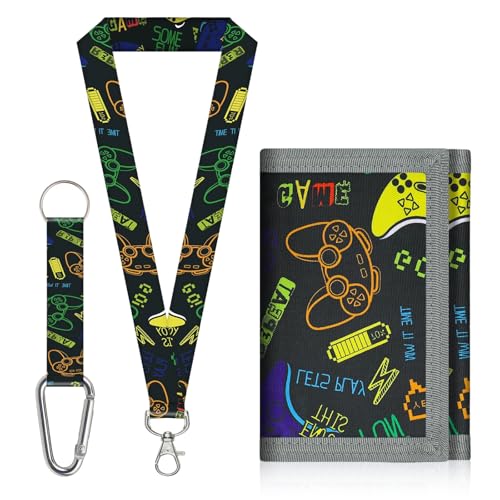 Aucuu Cartera Niño, Monedero Niñas con Cordón, Cartera Niño Triple Plegado, Monedero y Juvenil para Colgar, para Cumpleaños Fiestas, Escuela, Ocio, Viajes-Consola de Videojuegos