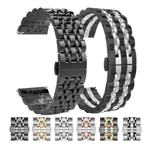 Correa de acero de 22mm para Gear S3 en color negro plata ideal para la oficina 2