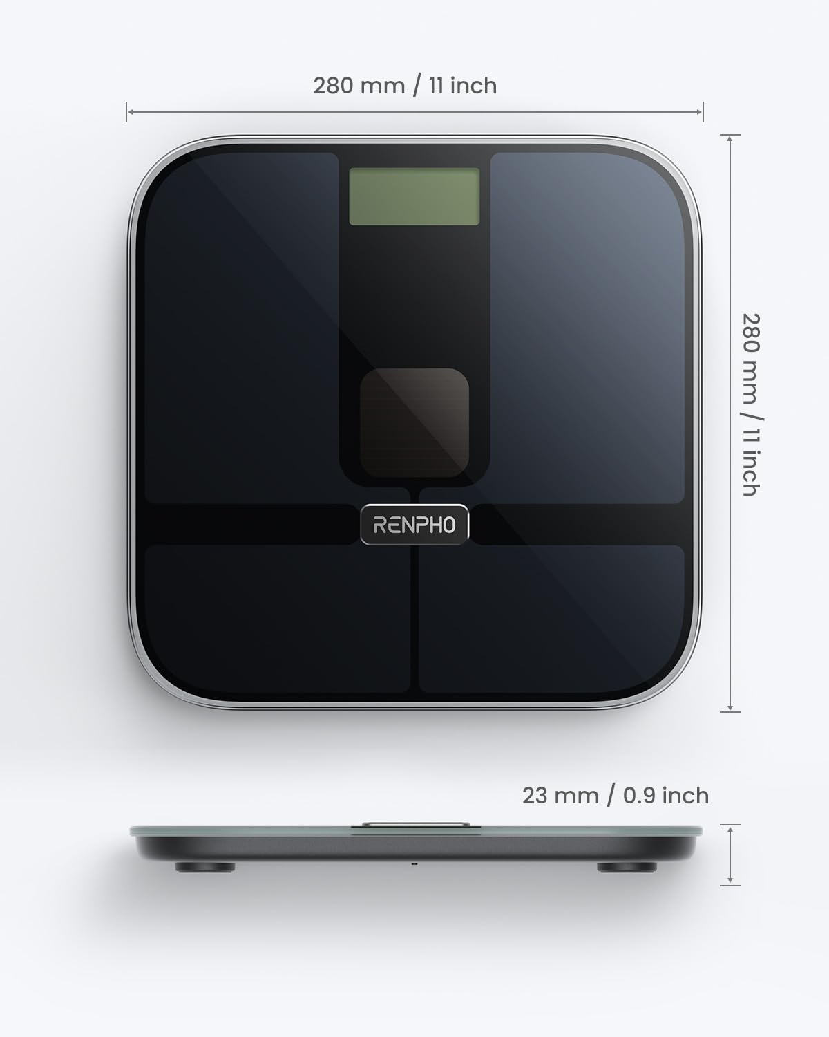 RENPHO Elis Solar 2 Smart Körperwaage – Solarbetriebenes Körperanalysegerät mit WiFi & Bluetooth, 13 Messwerte, App-Integration für Fitness & Gesundheitsmanagement