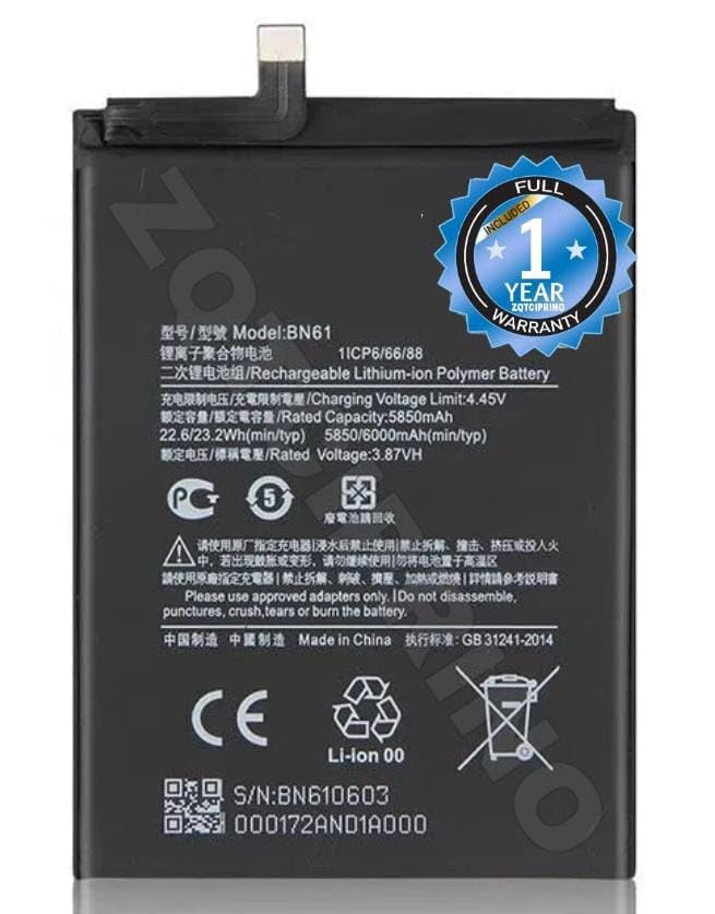 Image of Original BN61 Battery for Xiaomi Poco X3 MZB07Z0IN Battery with 1 Year Warranty**** (CC239)