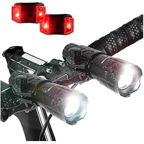 Bright Eyes 2-Pack - Aircraft Aluminium Waterproof 300 Lumen LED Bike Light Set (Headlight, Taillight) - Batteries Included Cover