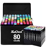 Touchcool 80 Farben Marker Stifte Set mit Doppelter Spitzen, Neu Aufgerüstetes Alkoholmarker Set mit Basis und Mode Tragetasche für Malerei und Illustration, Graffiti Malen Skizze und Manga