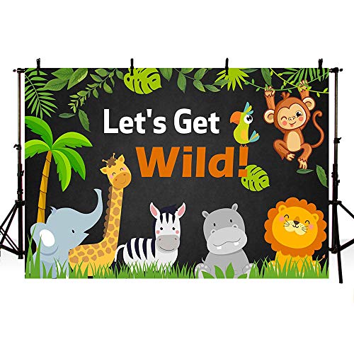 MEHOFOTO Let's Get Wild Party Backdrop Jungle Safari Animals Chalkboard Boy Wild One Birthday Photography Background Green Leaves Zoo Forest Summer Photo Booth Banner for Dessert Table Supplies 7x5ft MEHOFOTO Let's Get Wild Party Backdrop Jungle Safari Animals Chalkboard Boy Wild One Birthday Photography Background Green Leaves Zoo Forest Summer Photo Booth Banner for Dessert Table Supplies 7x5ft