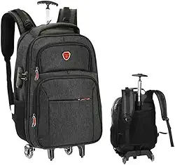 Mochila de rodinha adulto e juvenil, compartimento acolchoado para notebook até 17", muitos compartimentos, anti-furto e saída USB