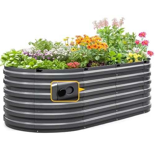 KING BIRD Raised Garden Bed Kit 2025 Upgraded Quick-Setup Galvanized Planter Garden Box Outdoor for Gardening, Vegetables, Flowers, 74x36x23 in, Dark