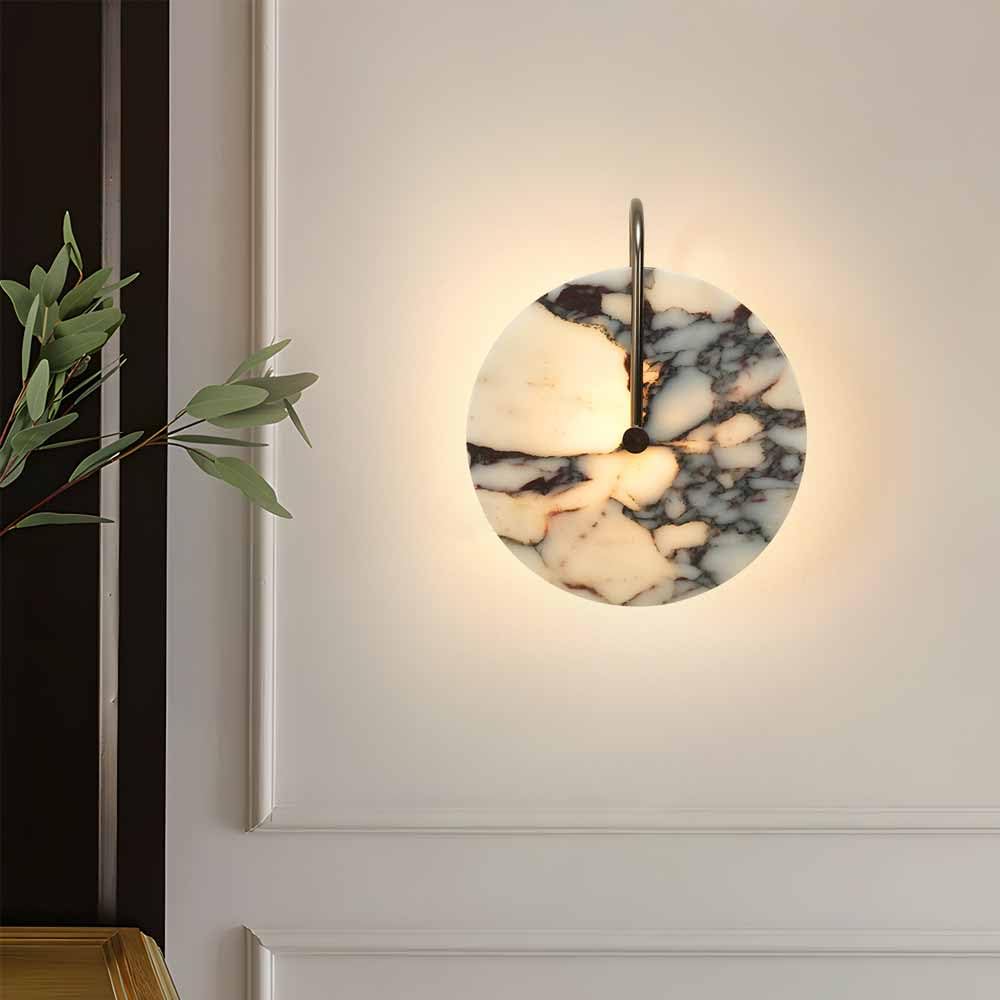Kinkiet wewnętrzny z naturalnego marmuru i alabastru Led nowoczesny styl okrągły alabaster kamienny do łazienki salon sypialnia korytarz