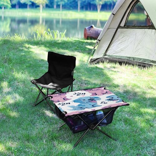 Mesa plegable para camping SDMKA con diseño de perros caricatura, portátil y duradera miniatura 5