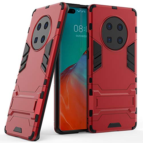 DWaybox Estuche para teléfono móvil para Huawei Mate 40 Pro 2 en 1 Carcasa Trasera a Prueba de Golpes de Armadura Resistente de Doble Capa con Soporte -Rojo