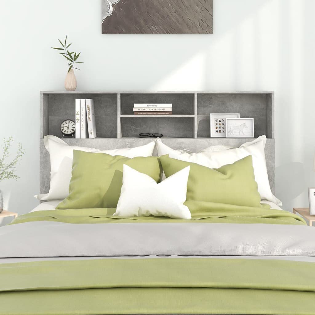 Tino Tech Cabecero De Cama 140x19x103,5 cm Madera Contrachapada Gris hormigón Cabecero con Almacenaje Cabeceros De Madera Armario Cabeceros Bonitos Cabecero Mueble Cabeceros para Dormitorio
