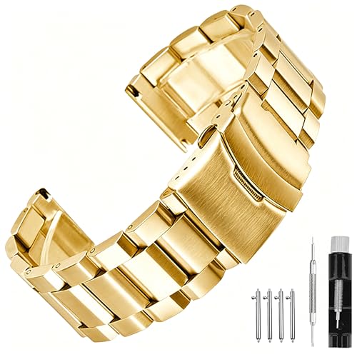 Bracelet montre acier inoxydable brossé massif chic avec boucle déployante
