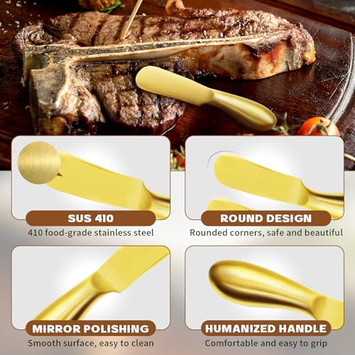 image for Mlurcu Butter Knife Butter Spreader Knife Gold Butter Knives 4 PCS Che