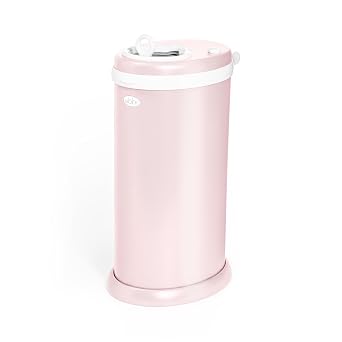 Ubbi Stainless Steel Nappy Bin, Odour Locking, No Special Bag Required, Award-Winning Diaper Pail, Cassette Free Disposal System, Blush Pink