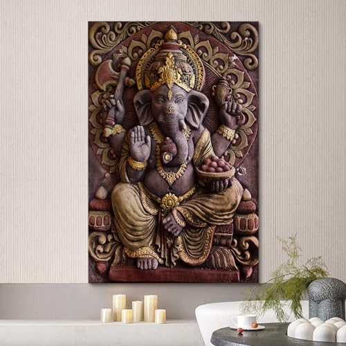 wall26 Canvas Print Wall Art Ganesha Hindu God Sculpture Spiritual & Religious Cultural Photography Traditional Closeup Multicolor for Living Room, Bedroom, Office - 24