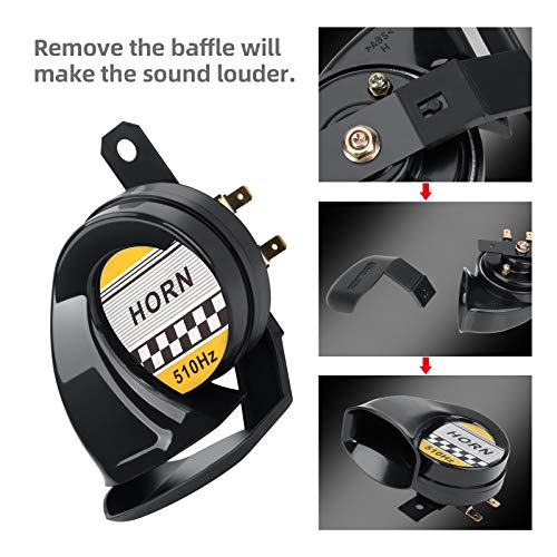 SEINECA Universal 12V Snail Horn Siren 130DB High Tone 510HZ Waterproof Electric Air Horn for Motorcycle Auto Car Scooter(Black). - Image 4