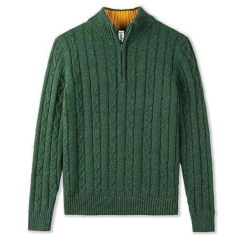 Image of Kid Nation Boys Sweater Cotton Quarter Zip Sweater Kids Cable Knit Pullover | Casual 1 /4 Zip Sweater for Child 3-14 Years (Previously Amazon Essentials)