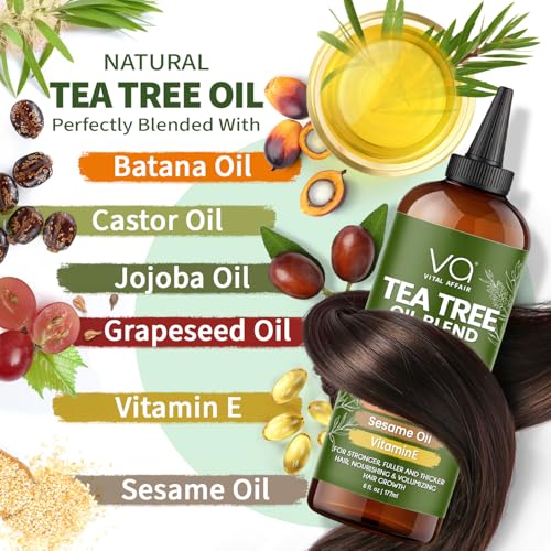 Image of Tea Tree Hair Growth Oil 6 Fl Oz With Jojoba, Castor, Batana Oil