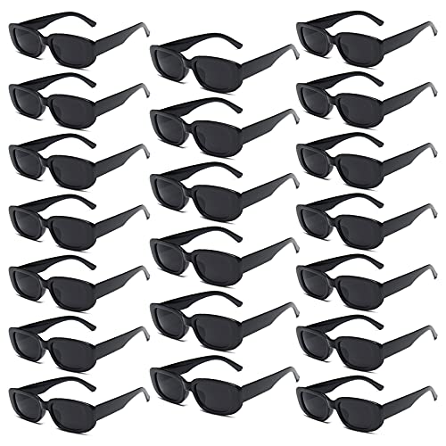 YQVIE 20 Pack Small Rectangle Sunglasses Bulk for Women Men Trendy Square Party Glasses