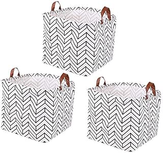 Kingrol 3 Pack Waterproof Storage Baskets with Handles, 13 x 13 x 13