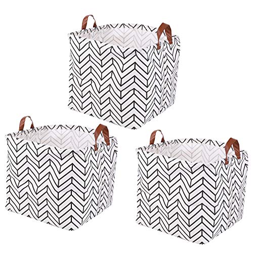 Kingrol 3 Pack Waterproof Storage Baskets with Handles, 13 x 13 x 13