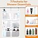 Dntorx 2 Pack Mesh Shower Hanging Caddy, 7 Pockets Hanging Shower Organizer with Metal Loop, Portable Bathroom Bag for Shampoo, Body Wash, Soap, and Cruise Ship Essentials