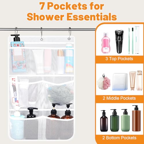 Sac de douche portable en maille Dntorx pour ranger shampooing et savon - 4