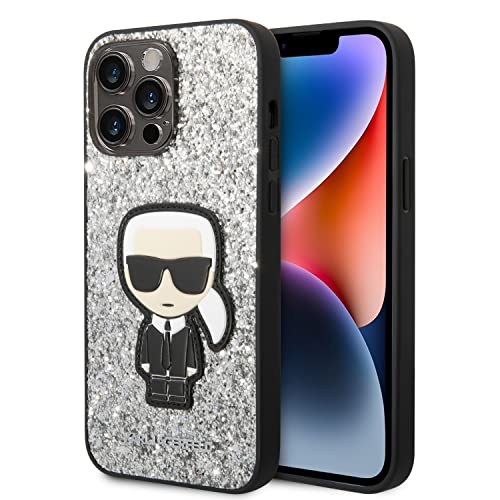 Karl Lagerfeld KLHCP14XGFKPG Coque de Protection Rigide pour iPhone 14 Pro Max 6,7" Argenté/argenté