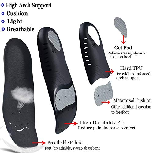 Image of Plantar Fasciitis Arch Support Shoe Inserts Women & Men - Insoles Orthotic Inserts for Flat Feet, Cushioning Shoe Insoles for Foot Pain, Running, Heel Spurs, Arch Pain High Arch - Boot Insoles