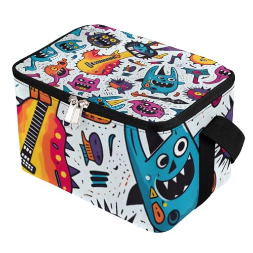 GzLeyigou Lunch Bags for Women Men 9 Cans,Cartoon Monster Hot & Cold Food Delivery Bag Insulated Grocery Bag Insulated Lunch Box Guitar Cooler Bag for Office Work Picnic Beach