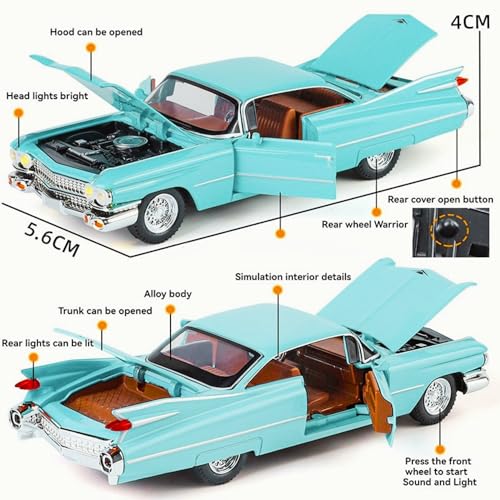 Image of Mashes Metal Diecast Cadillac Vintage Model Car for Kids & Collectors | Classic Pull Back Alloy Toy Car with Openable Doors | Retro Luxury Car Scale Model【Colors as Per Stock】