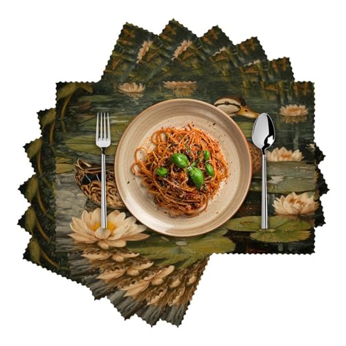 Sets de table Lotus antidérapants pour repas de salle à manger chic - 3