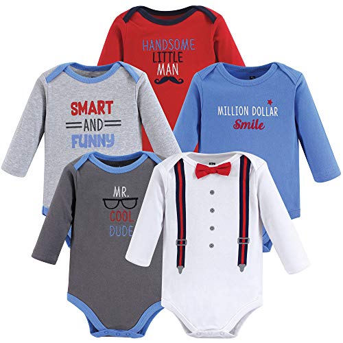 Image of Hudson Baby baby-boys Cotton Long-sleeve Bodysuits 5-pack