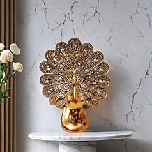 ICE Armor 8" H Peacock with Faux Crystal Accents Figurine Statue Sculpture Ornament Decoration Home/Room Decor and Gift Ideas for Housewarming, Holidays and Birthdays Great Collectible Addition