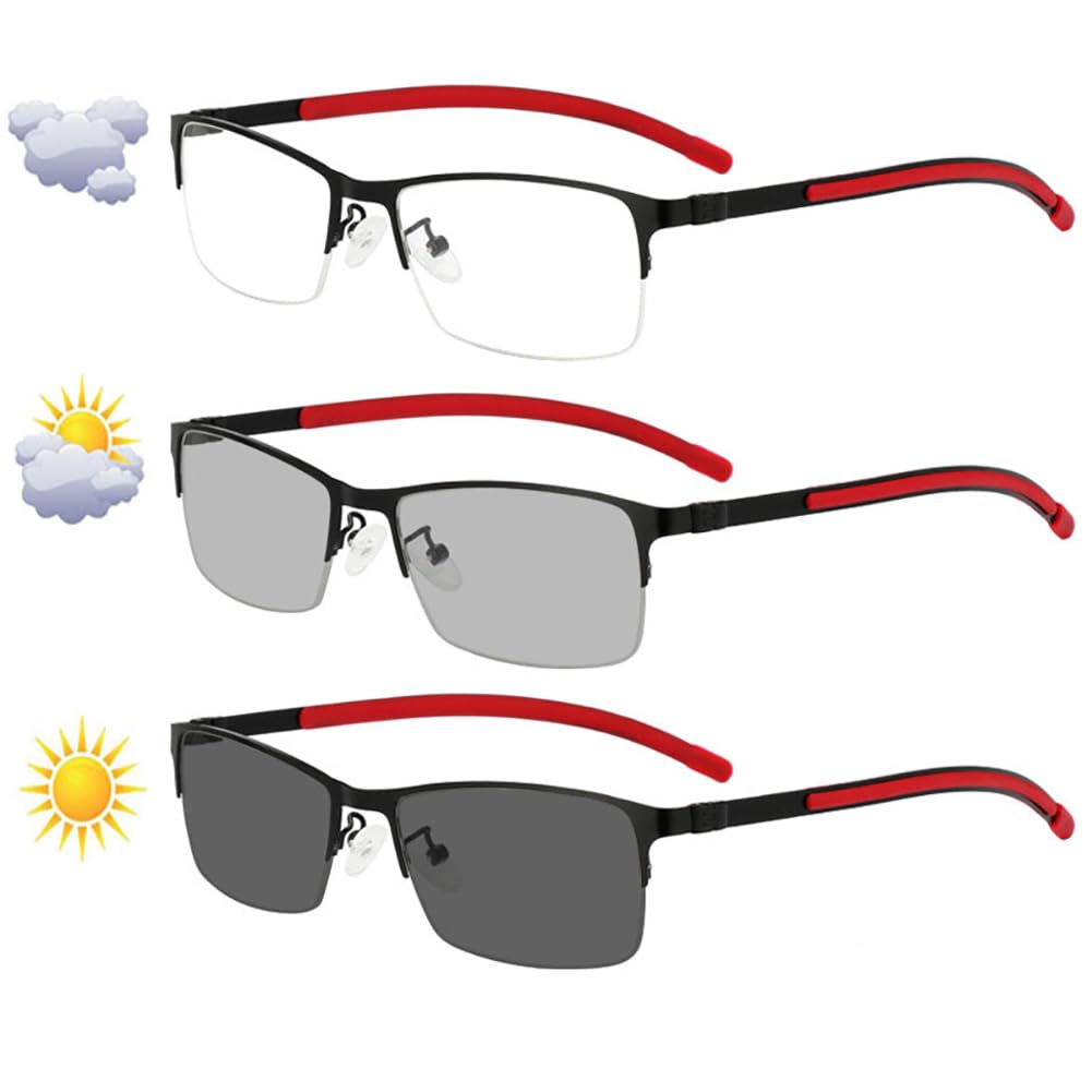 JIETIAN Klassische, Elegante Outdoor-Sonnenbrille Herren mit photochromen Gläsern HD Asphärische Kunststoffgläser Lesebrille/UV400,03,+2.5