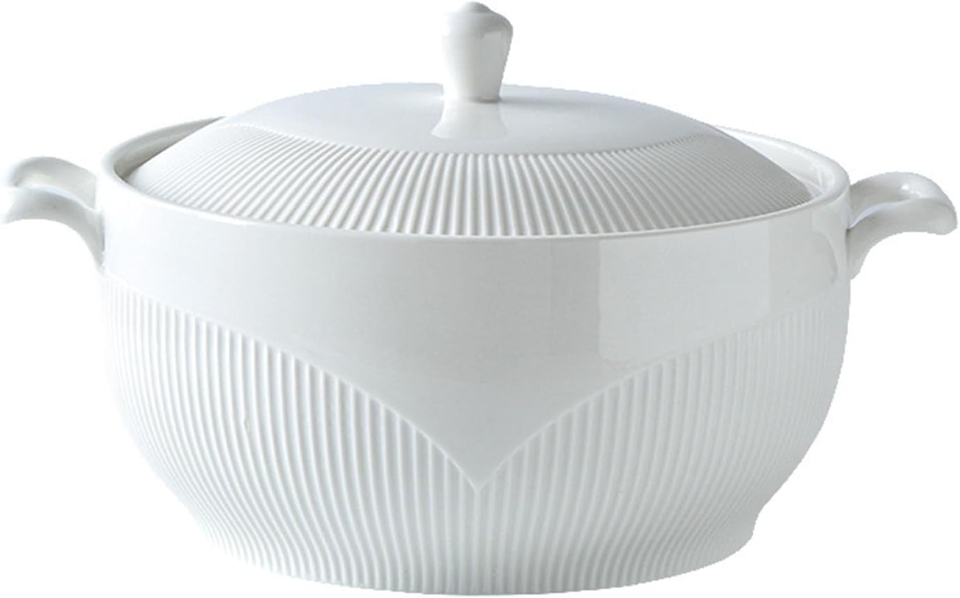 Suppenterrine Aus Keramik Mit Glasdeckel Und Schöpfkelle, Servierschüssel Aus Porzellan Für Restaurant Und Küche, Hübsches Suppentopf-Set 1500ML