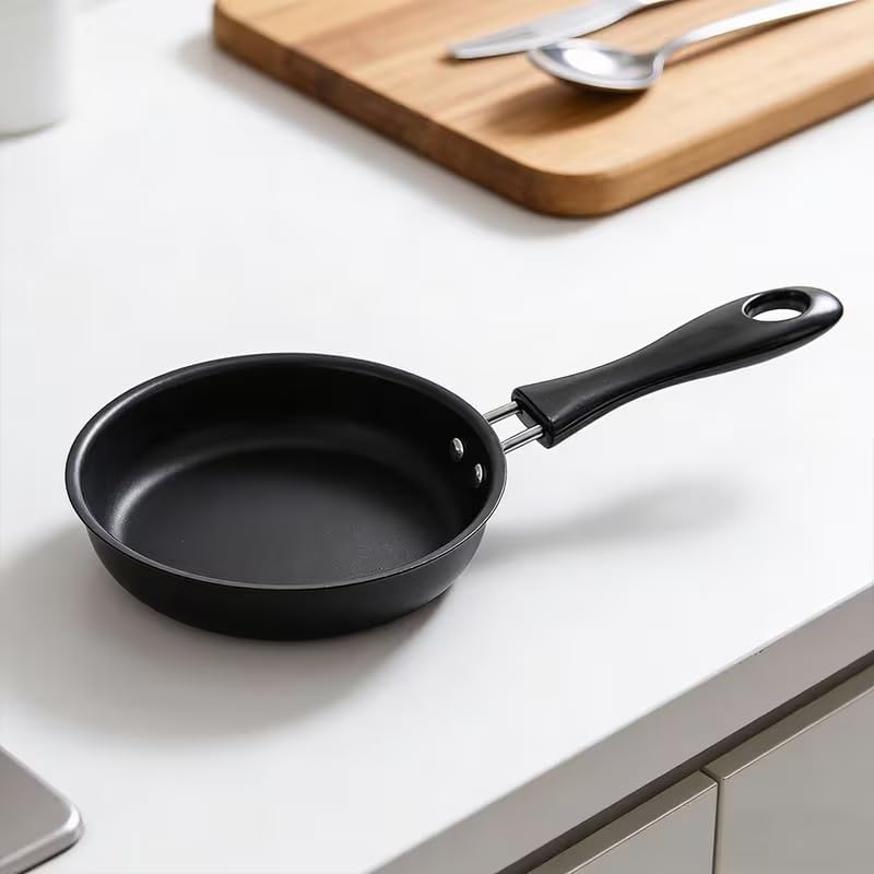 Image of Non-Stick Frying Pan,12cm Non Stick Cookware Omelette Portable Kitchen Supplies Home Mini Breakfast Cute Long Handle Frying Pan Anti-Scratch Coating pan