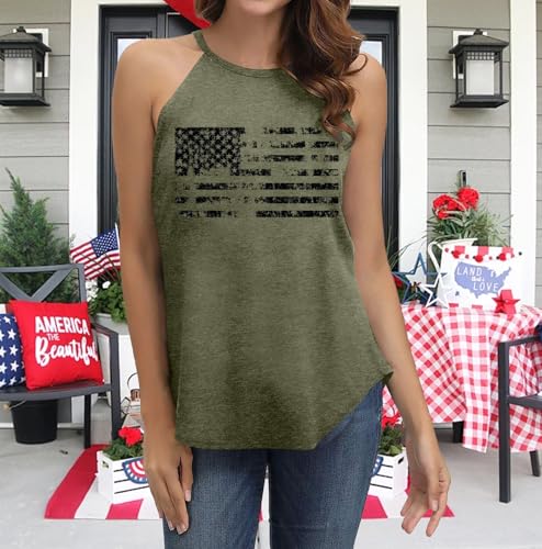 American Flag Tank Top Women USA Patriotic 4th of July Shirts Halter Sleeveless Tops Graphic Summer Racerback Vest3