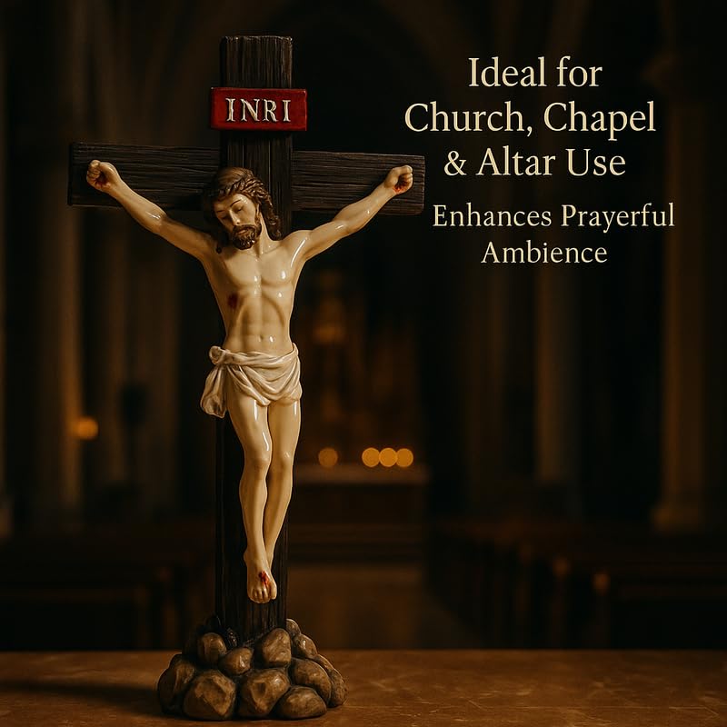Image of Crucifix Jesus Christ Statue | Christmas Spiritual Idol for Home Church, Office Desk, Car Dashboard God Statue, Devotional Showpiece & Blessing Gift Dcor