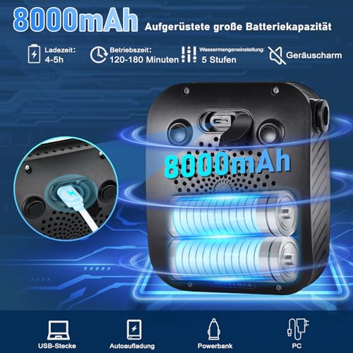 Spopal Camping Dusche, [8000mAh] Campingdusche Tragbare mit Pumpe – Ansicht 2