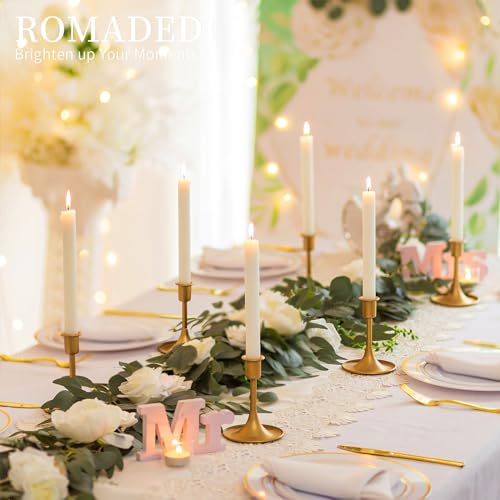 Romadedi Gold Candlestick Candle Holders For Taper: 6 Pcs Romadedi Gold Candle Stick Holder Vintage Table Centerpiece Wedding Reception Festive Christmas Mantel Decoration Home Decor thumb #3