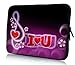 Produktbild wortek Universal Notebook Tasche aus Neopren für Notebooks bis ca. 17,3 Zoll - I Love U Lila Rot