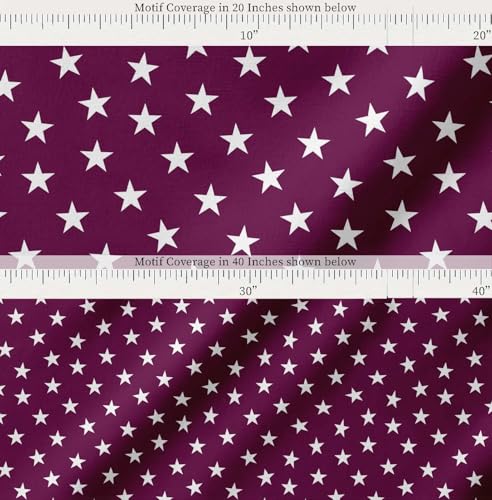 Image of Soimoi Pink Cotton Cambric Fabric Stars Star Printed Fabric 1 Meter 58 Inch Wide