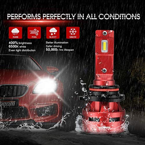 Torchbeam T2 9005/Hb3 9006/Hb4 Led Bulb Combo, 60W 16000 Lumens 6500K Super Bright Replacement Bulbs Kit, 400% Brightness, Canbus Ready, Plug And Play With Fan, Pack Of 4 #TOP5